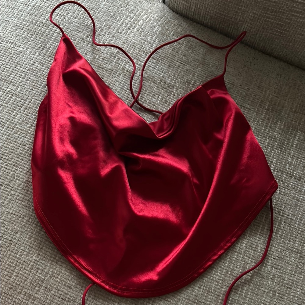 Windsor Red Satin Crop Top